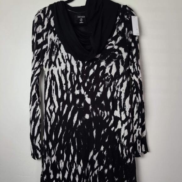 Kensie Cowl Neck Long Sleeve Soft Jersey Knit Cowl Neck Mini Dress Size Small - Picture 6 of 8